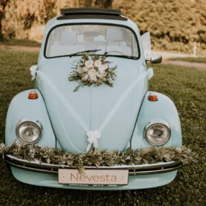 Lesene poročne tablice za avto – nevesta